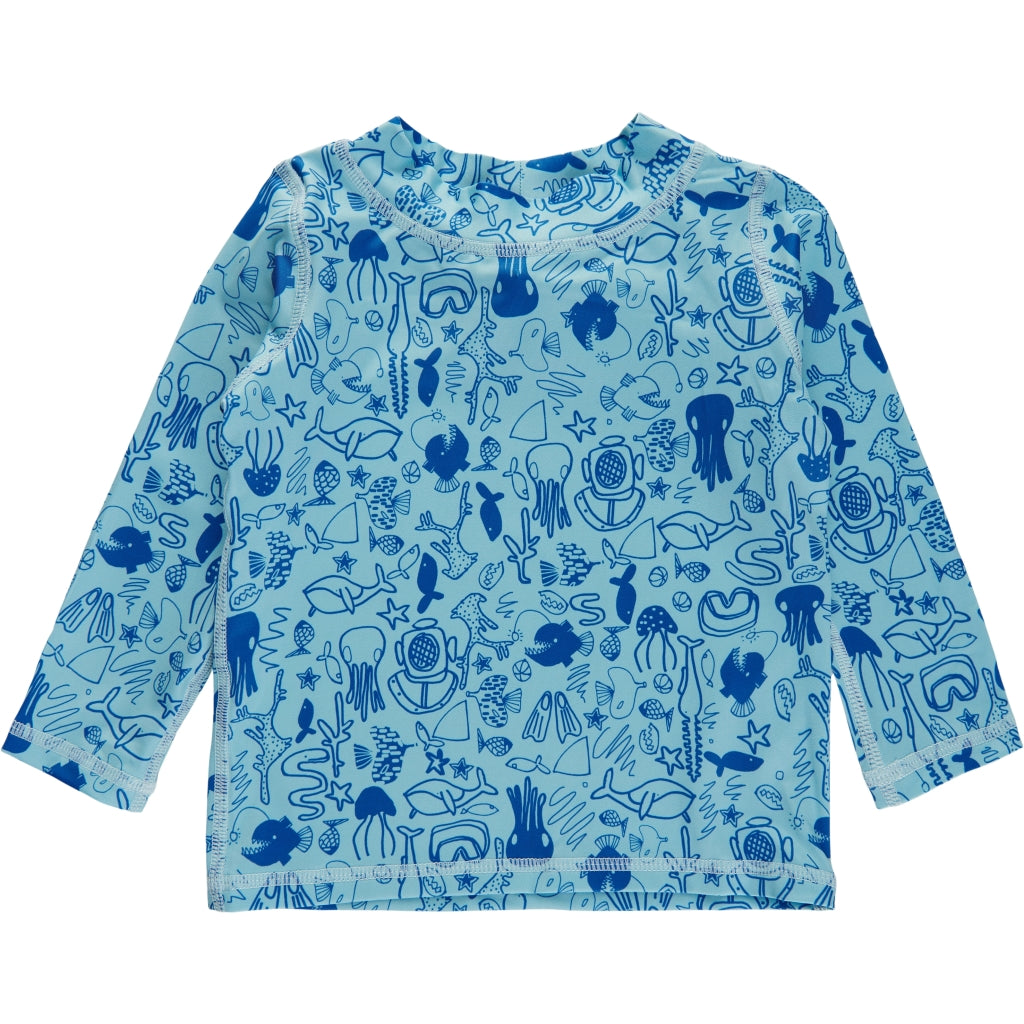 Hand Drawn Long Sleeve Sunshirt - Light Blue